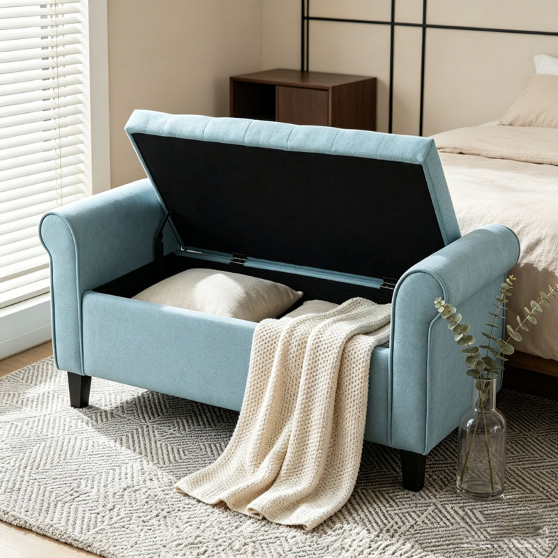 Banc de rangement en tissu, Light Blue
