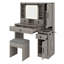 Ensemble de coiffeuse avec miroir lumineux coulissant Farmhouse, coiffeuse en verre avec station de charge, ensemble de meuble-lavabo 4 tiroirs 2 armoires avec tabouret-79513561