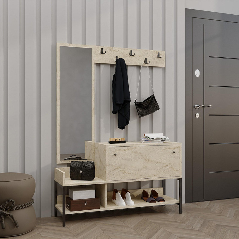 Baneen 8 Pair Shoe Storage Cabinet, Travertine