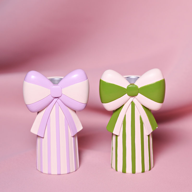 2 Piece 10.5cm Resin Tabletop Candle Accessories Set With Bow