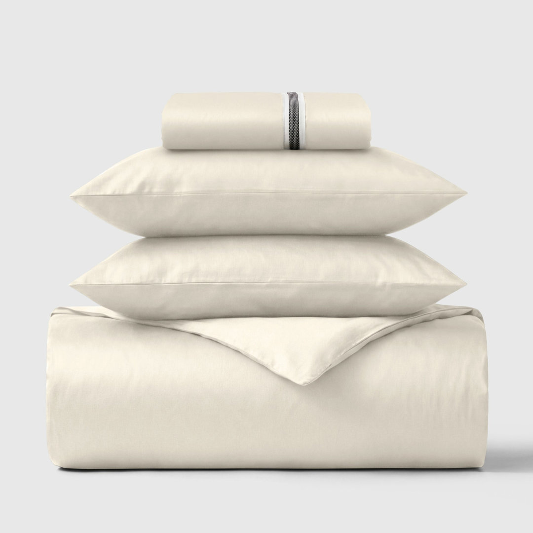 Bedable Unisex Cream 100% Cotton Bedding Set Sateen 460 Thread Count - Soft Bedding In | : King - Image 2
