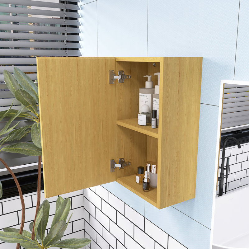 14 In. W X 12 In. D X 24 In. H Plywood Light Oak Linen Cabinet