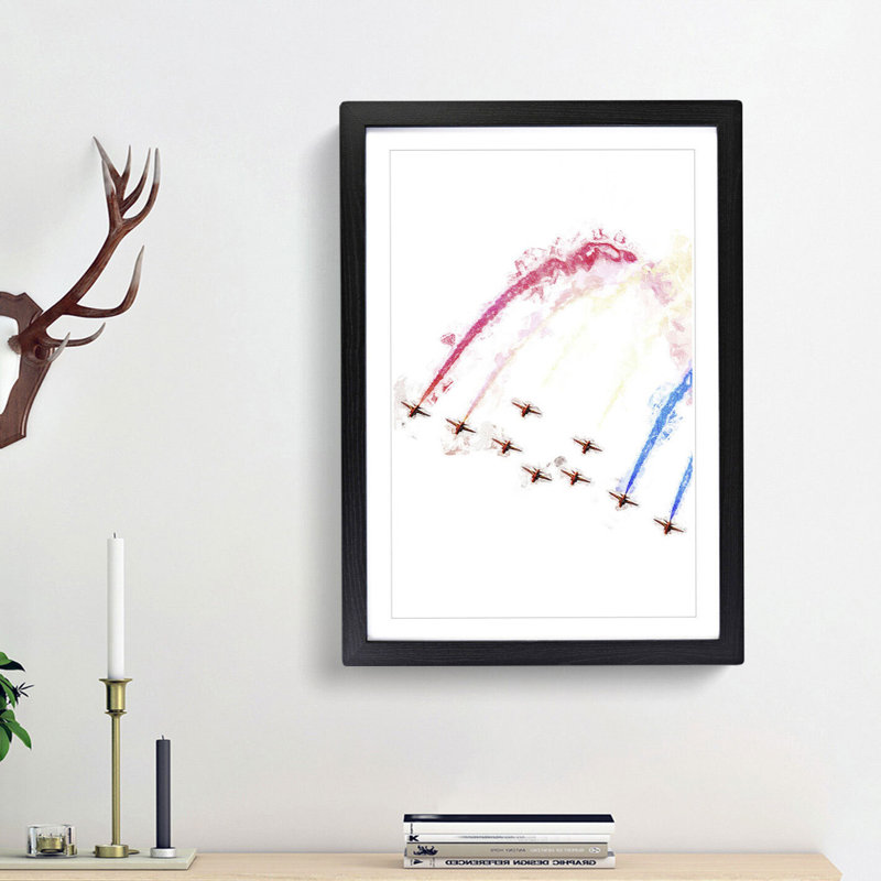 The Red Arrows - Picture Frame Painting Print on MDF, 65cm H x 48cm W x 2cm D, Black Framed