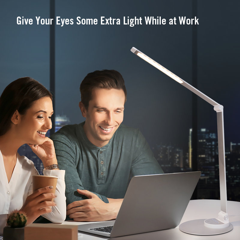 Herr 40.9Cm Sliver Desk Lamp with USB and Outlet