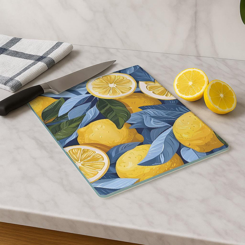 Durable Tempered Glass Cutting Board, 7.9 x 11.8 inches | 100% Antibacterial, Non-Slip Silicone Feet | Easy Clean Surface, Perfect for Food Prep & Kitchen Use, Not Dishwasher, Microwave, or Oven Safe