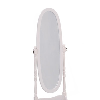 Miroir de plancher ovale en bois blanc mesurant 59,25 po de hauteur - ajoute une touche de fraîcheur et de modernité à votre maison et rehausse la beauté de tout espace