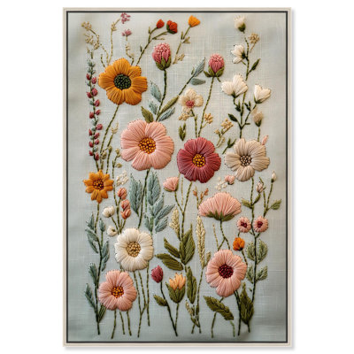 Broderie florale brodée sur toile Eden II par Art Remedy