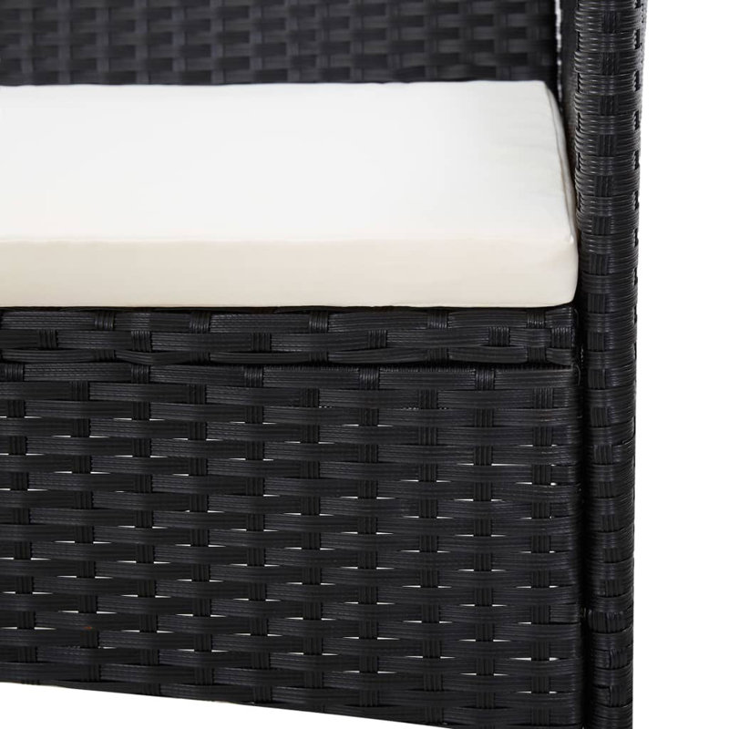 Chaise longue 4 pièces avec coussins, Noir, Noir
