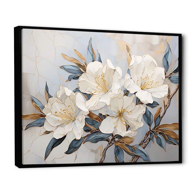 Minimalisme discret Rhododendron I, Cadre flottant noir, H 24 po x l 32 po x P 1 po