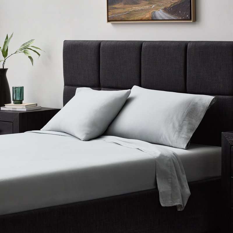 100% Cotton Percale Solid Colour Sheet Set, Grey, Super King