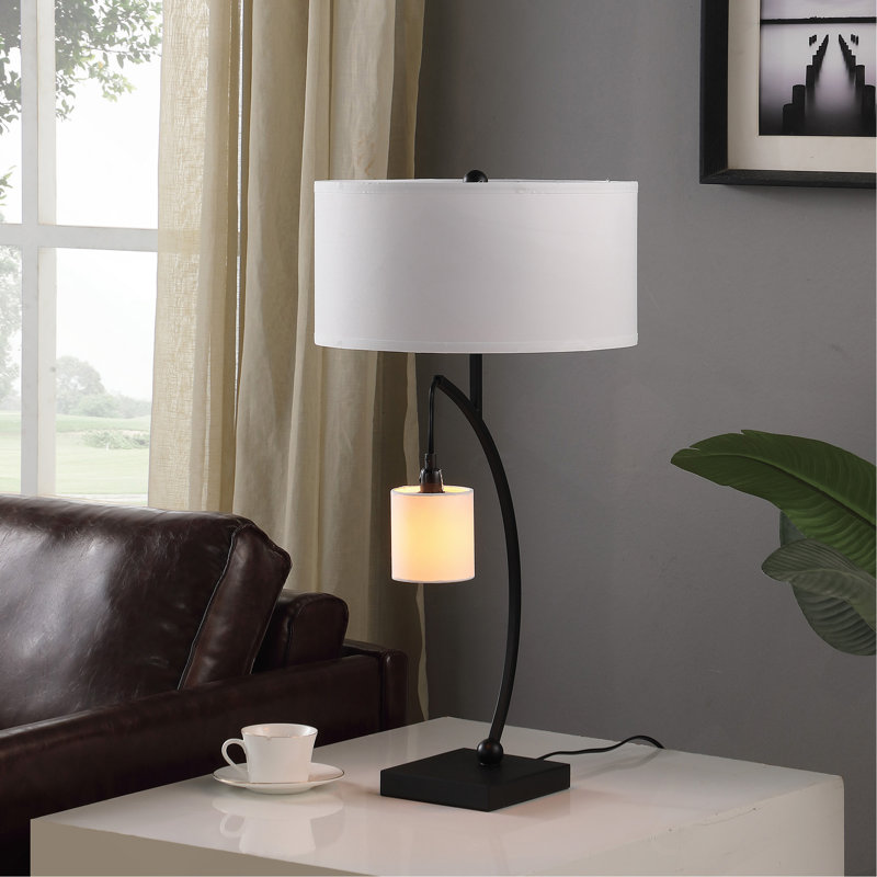 Lampe de bureau moderne 28,5 po, Noir mat