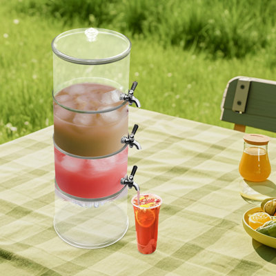 3-Tier Beverage Dispenser with Faucets, Clear Drink Dispenser with Ice Chamber for Parties
