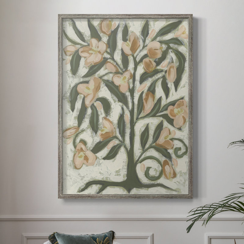 Folk Peach Blossoms I, reproduction encadrée - bois massif, H 11 po x l 9 po