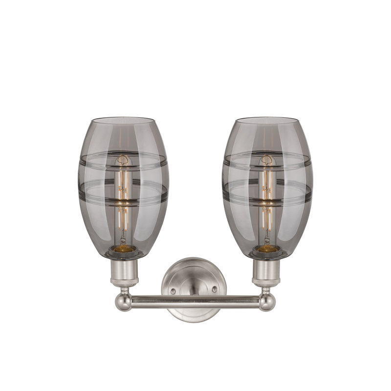 Éclairage pour meuble-lavabo à 2 lumières Kusham, Gris fumée clair, Nickel satiné brossé