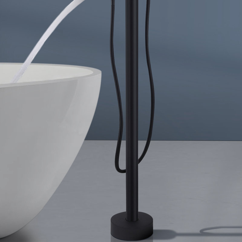 Robinet de baignoire autoportant à poignée simple avec douchette à main Topcraft, Noir mat