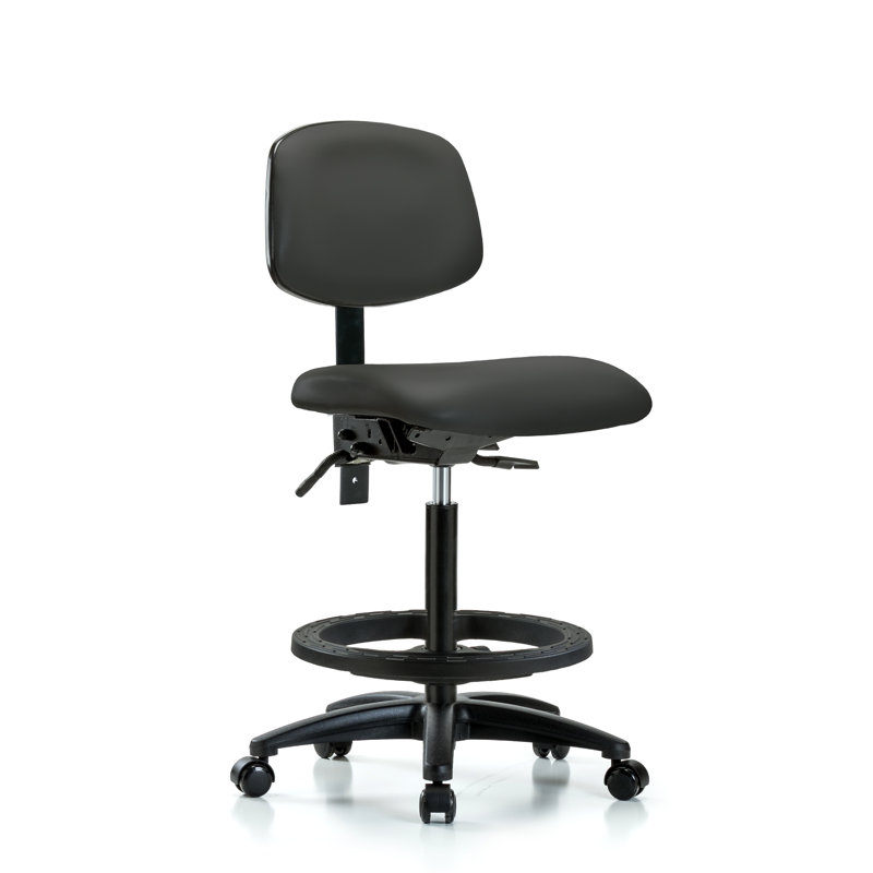 Nicholas Vinyl Drafting Chair, Casters, Charcoal, Included