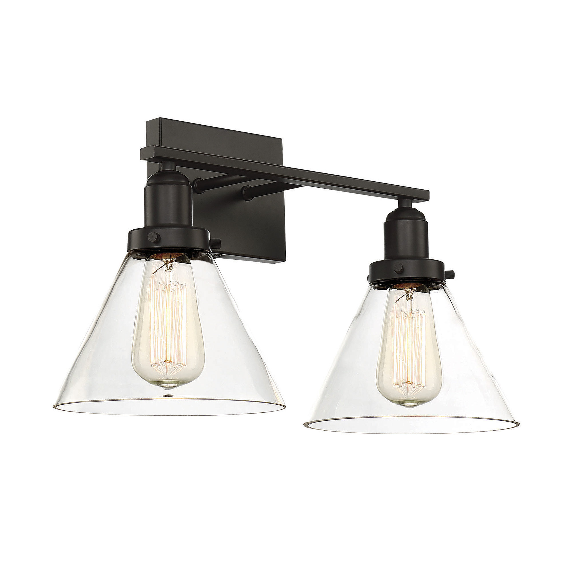 Catalina 2 Light Transparent Dimmable Bath Sconce, English Bronze