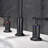 Double Handle Matte Black Bathroom Sink Faucet With Long Service Life Valve Widespread Tap Low Lead Brass Body & Hose