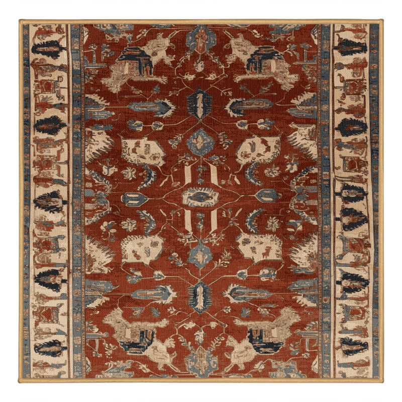 Tapis brun lavable à la machine, Carré 7 pi