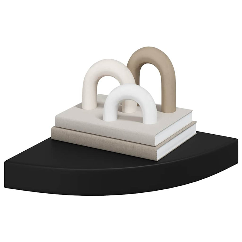 Corner Shelf Black Honeycomb MDF Metal Small Wall Mounted Corner Shelf Industrial Look, 1.5" H x 9.8" W x 9.8" D, Black