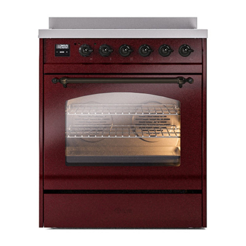 ILVE Nostalgie II 30 in Induction Range, Burgundy/Bronze