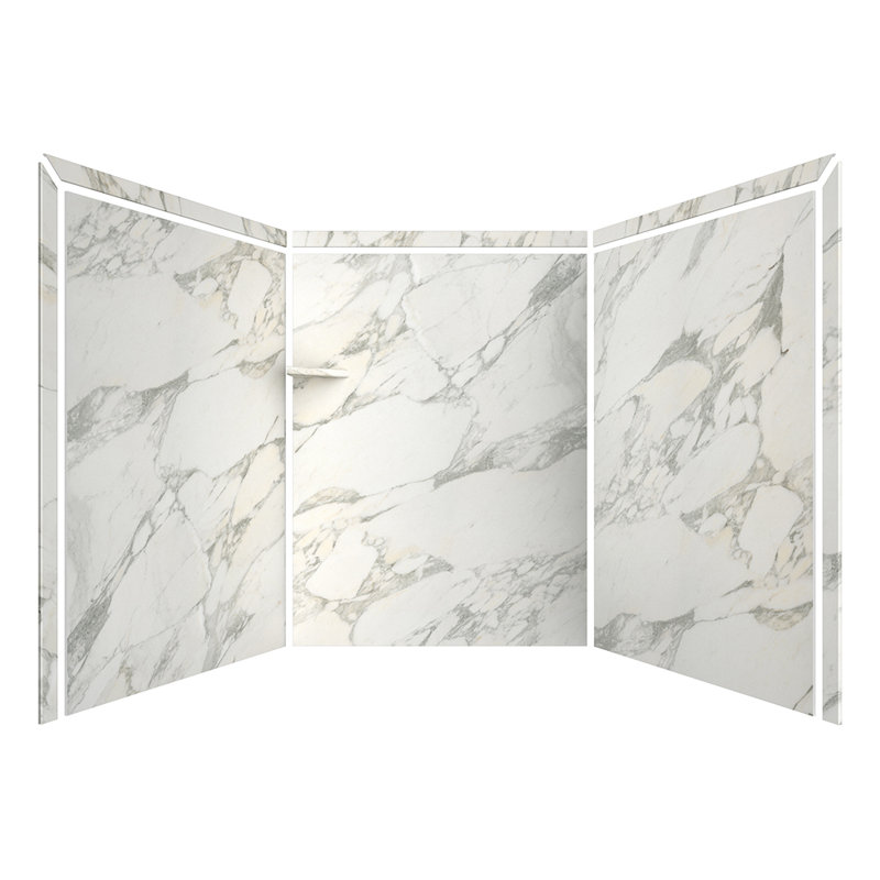 Bordure de douche en alcôve FlexStone de l 60 po x P 60 po x H 80 po FlexStone, Or Calcutta