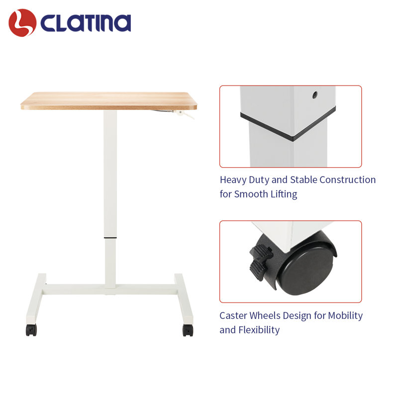 Adjustable Beige and White Laptop Standing Desk Cart