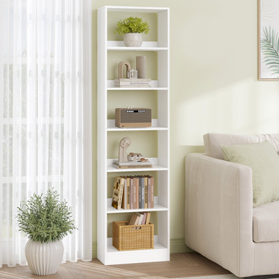 Bookcase, Tall Narrow Bookshelf, Wooden Bookcase with Open Storage Shelf, for Living Room, Home Office, Bedroom