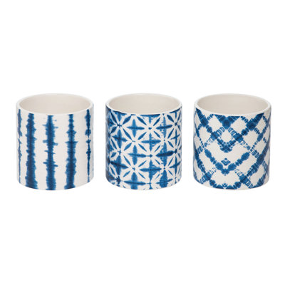 Ensemble de 3 jardinières en céramique Shibori