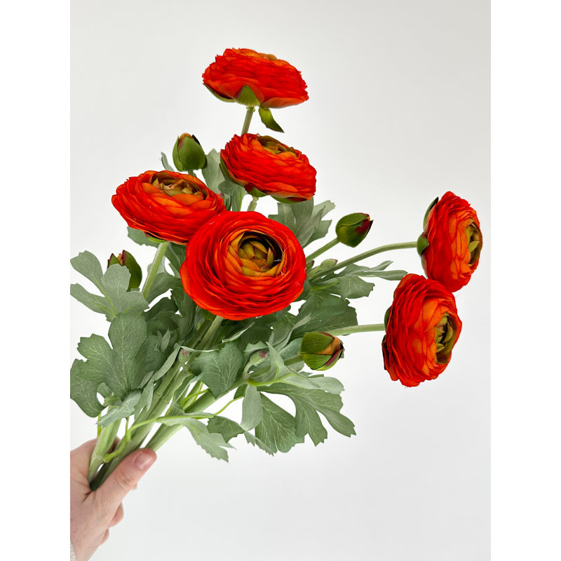 1 fleur artificielle de haute qualité Ranunculus, Orange