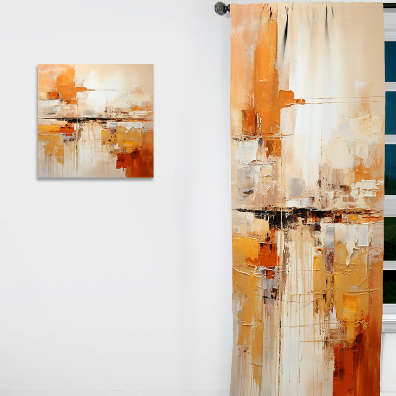 Glam Orange Beige Collage II - Fashion Curtain - Velvet Room Darkening - 1 Panel, 52" W x 108" L