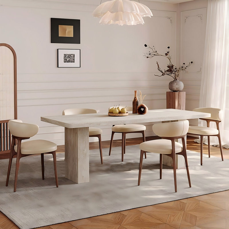 Sintered Stone Solid + Manufactured Wood gray Dining Table, 29.53"H x 78.74"L x 35.43"W