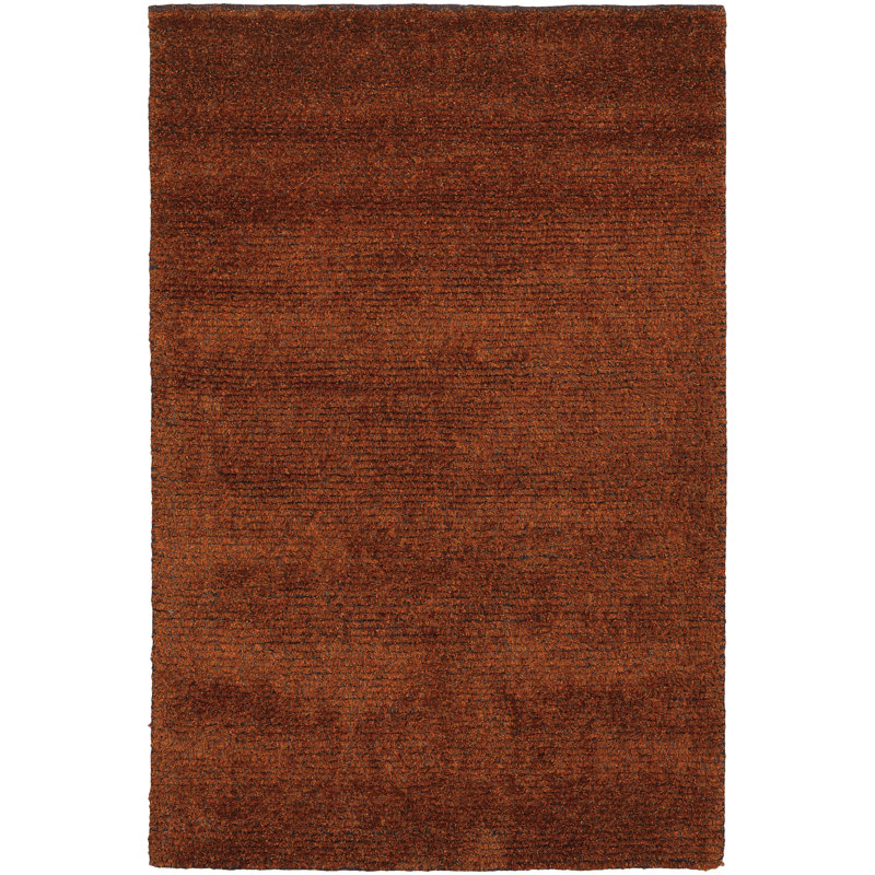 Tapis intérieur rouge à poils longs Authentic, Rectangle 7 pi 9 po x 10 pi 6 po, Rouge Brun; Orange Jaune
