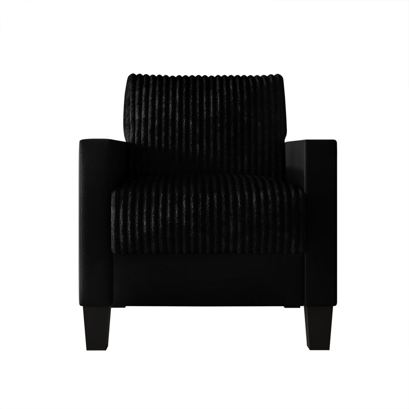 Shadybrook Corduroy 31.72'' Wide Armchair, Black Velvet