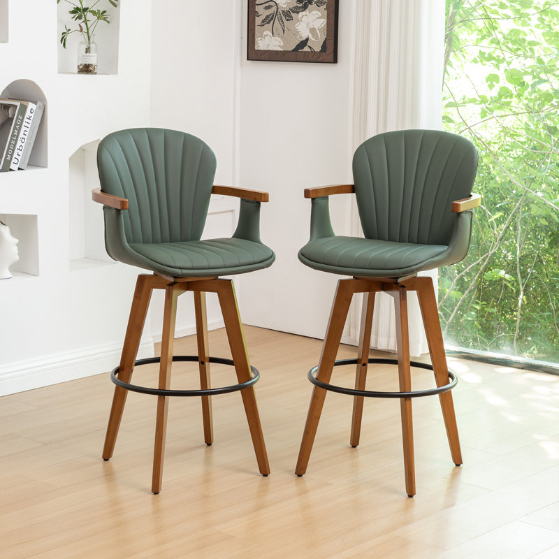 Kelsch Swivel Bar Stool, Green, Counter Stool (67.6cm Seat Height)