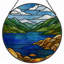 Panneau de vitrail 12 "H Mountain Lake-728387502