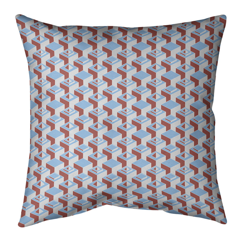 Housse de coussin Skyscrapers, 20 po X 20 po, Sarcelle chaud / rouge, Polyester filé