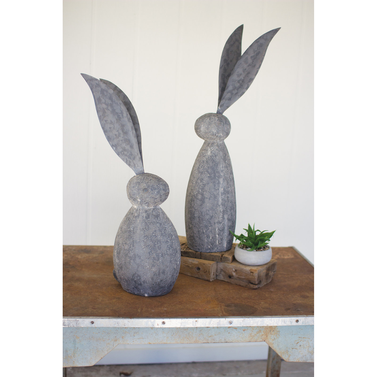 Okelly Faux Stone Rabbit Figurine, 33" H x 7" W x 7" D