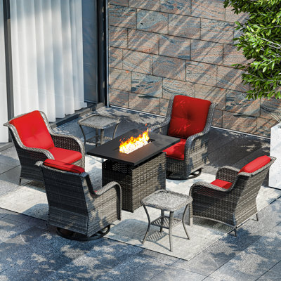 4-Person Seating Group With Fire Pit And Cushions