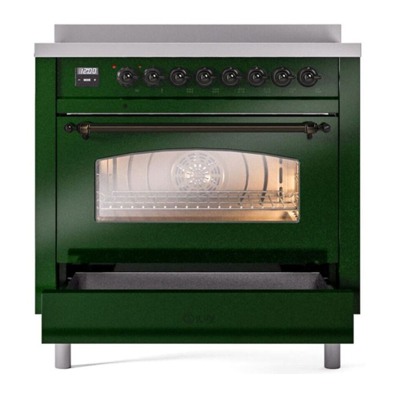 Cuisinière à induction 36 pouces avec 6 éléments à induction ILVE Nostalgie II Series (porte en verre)