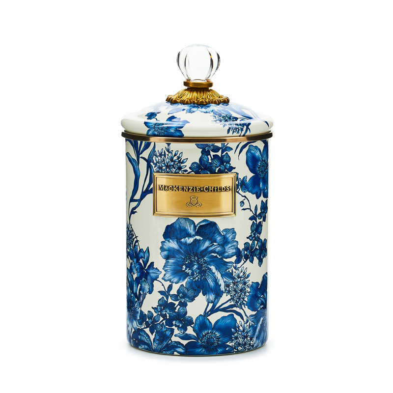 Rosy English Garden Small Canister, Blue/White, 64