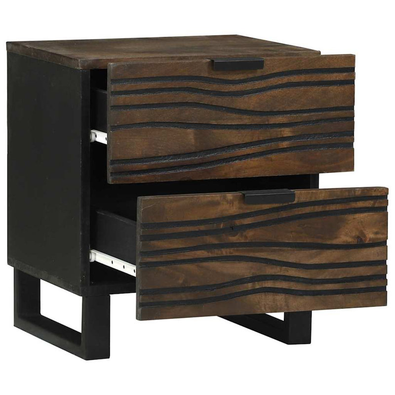 Bedside Cabinet 2 Pcs 40 X 33 X 46 Cm Solid Mango Wood, Walnut