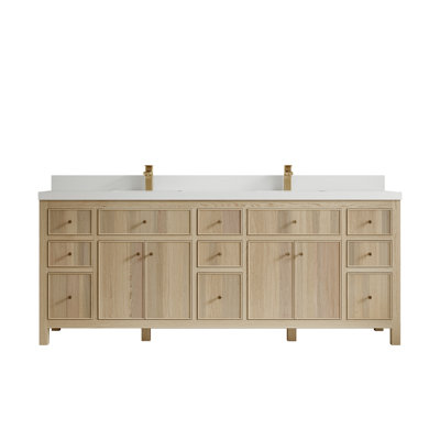 Meuble-lavabo double autoportant 84 po avec comptoir en quartz 84 po