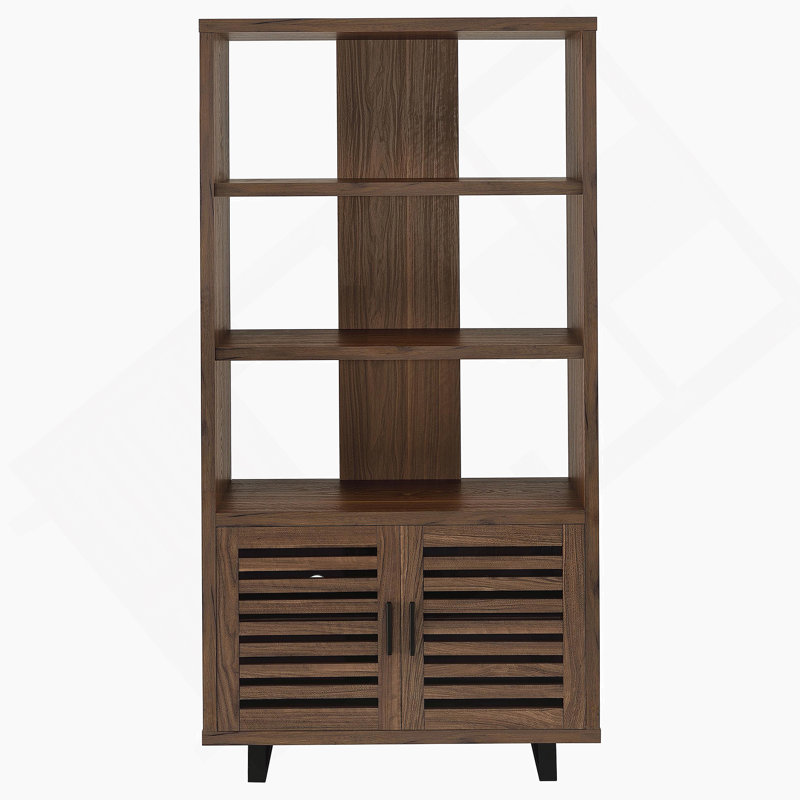 3-Shelf Bookcase With Slatted Doors