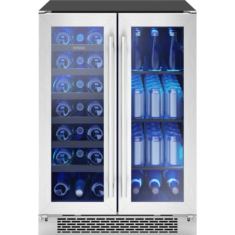 Brisas by Zephyr 24" 21-Bottle and 64-Can Dual Zone Wine and Beverage Cooler