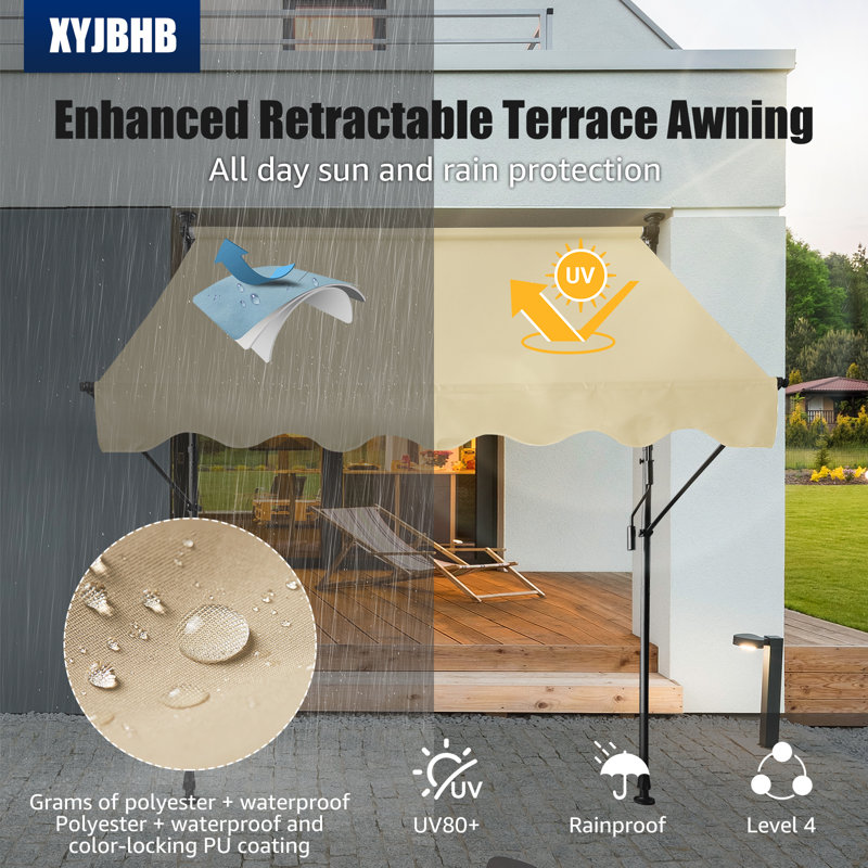 Auvents rétractables manuels, auvent extérieur réglable pour fenêtre, porche