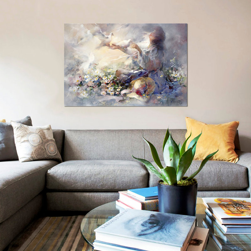 «Romantic Reflections» par willem haenraets - reproduction d'art sur toile tendue, H 26 po x l 40 po x p 1,5 po, Pas de tapis