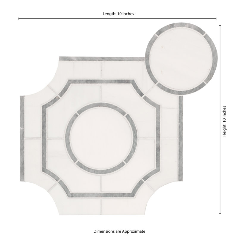 Calabria Frost Galleria 10 in. x 10 in. Polished Marble Mosaic Floor and Wall Tile