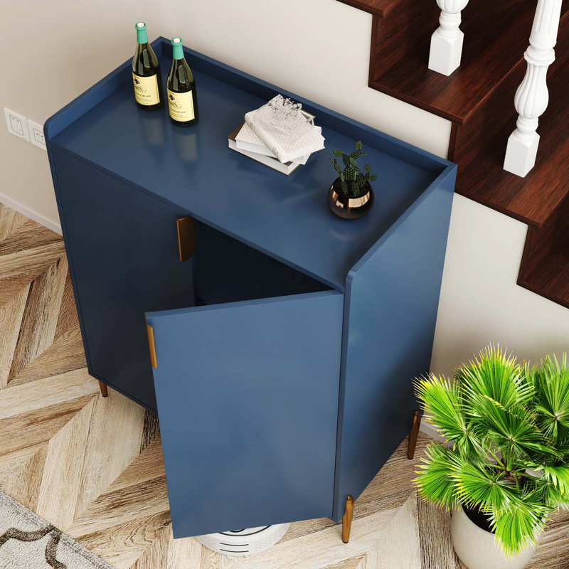 Armoire à vin moderne à 2 portes avec support à vin, tablettes réglables et charnières à fermeture douce pour la salle à manger et le salon