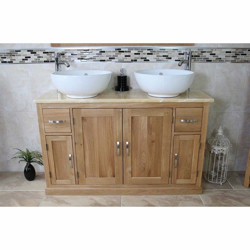 Delgadillo 1230mm Double Bathroom Vanity with Vessel Ceramic Basin